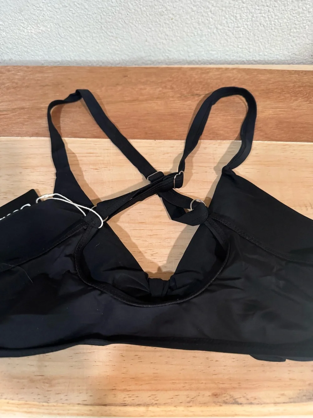 SOUQFONE Black V-Neck Bunny Tie Bikini Top size XL